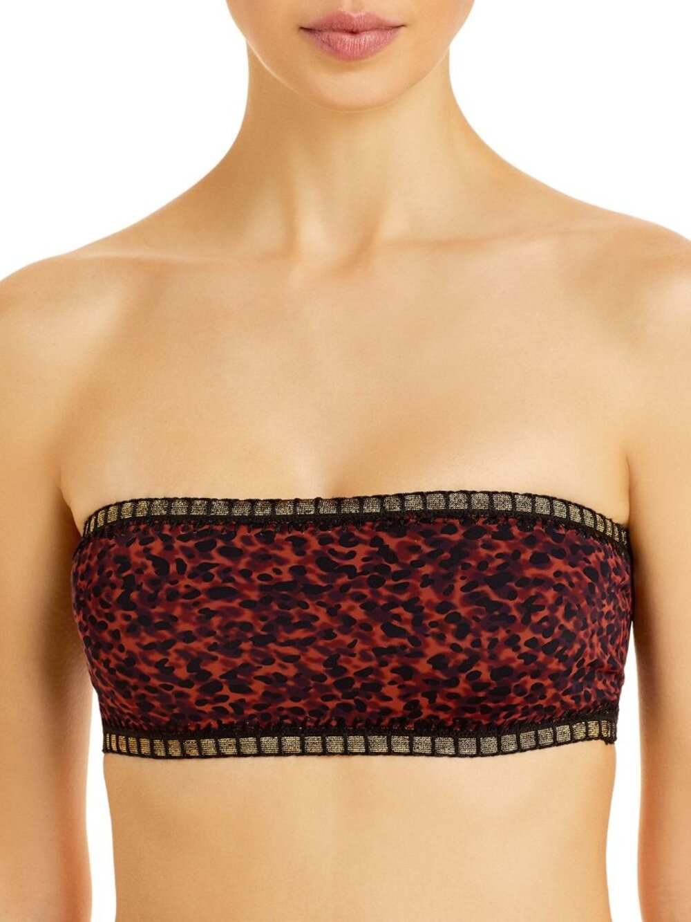 Platinum Inspired by Solange Ferrarini Womens Printed Crochet Bandeau Bikini Top